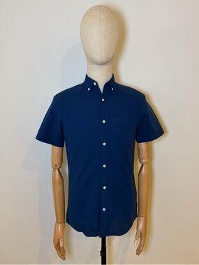1901 Trim Fit Short Sleeve Navy Button Down Shirt XS